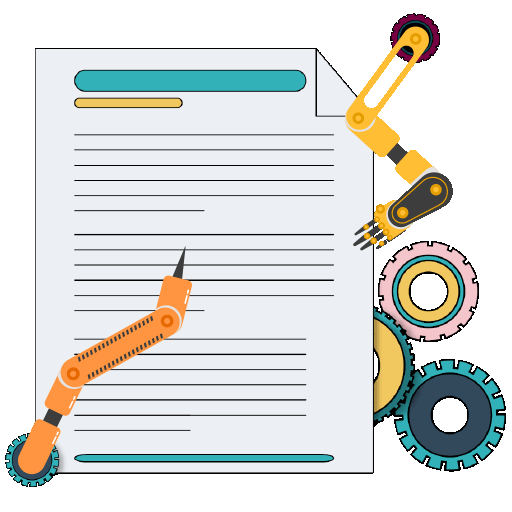 robotic arms generating a document