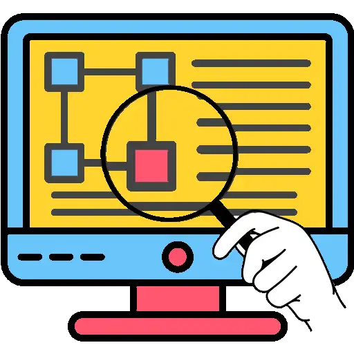 magnifying glass checking for errors in document