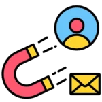 magnet attracting email envelope and a user avatar circle