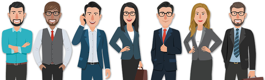 an illustration of a team of business people