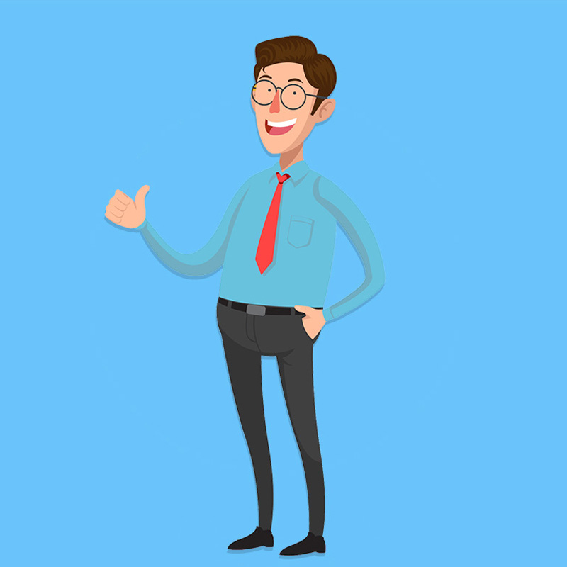 illustration of a smiling business person holding right thumb up