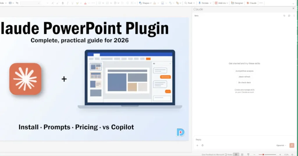 Claude PowerPoint plugin chat iterface